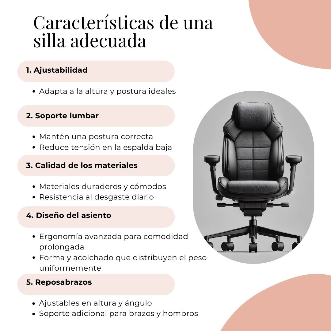 Características de una silla adecuada para tu cuidado personal