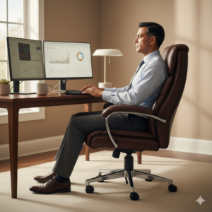 Silla ejecutiva para más de ocho horas de trabajo sentado.