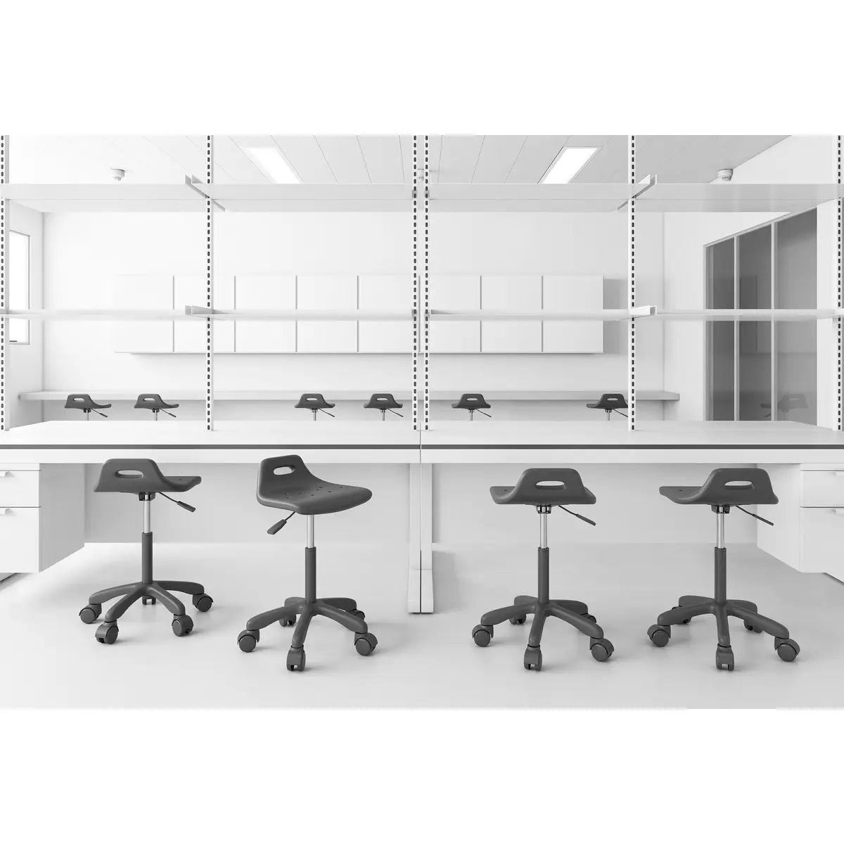 Amarena Cajero – Ambientada Amarena Cajero banco industrial ergonómico en laboratorio