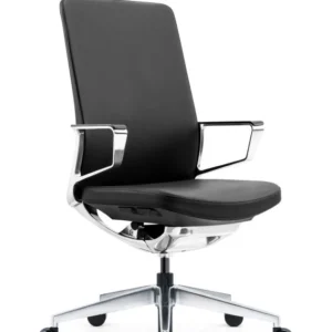Sillón ejecutivo AUREN PIEL en piel genuina italiana negra vista frontal