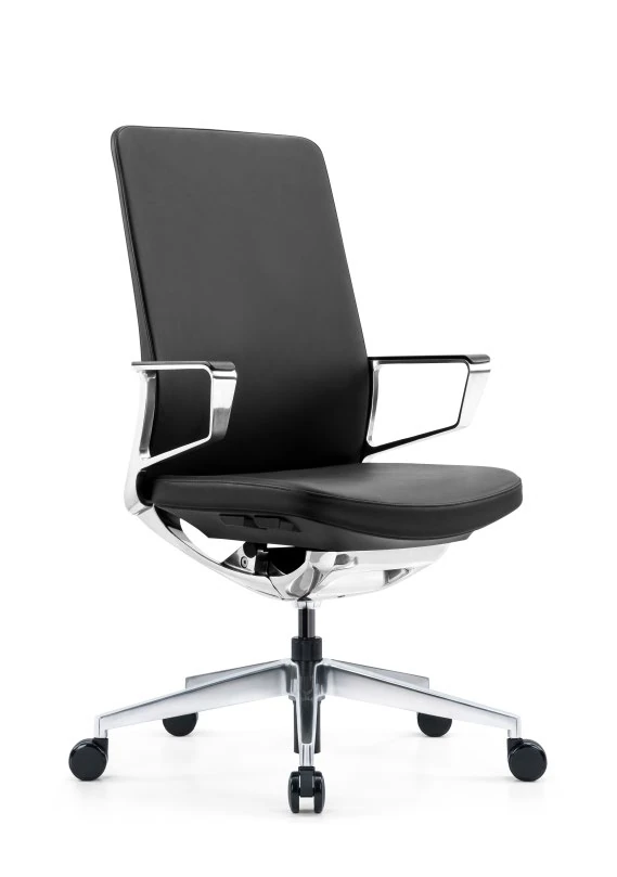 Sillón ejecutivo AUREN PIEL en piel genuina italiana negra vista frontal
