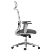 Silla ejecutiva DORELA GRIS CON CABECERA en vista lateral