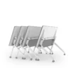 DORIANNA DESK, mesa colaborativa blanca con canto gris, configuración anidable