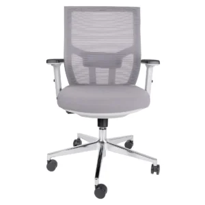 Silla ejecutiva ELVIA GRIS CROMADO con respaldo alto de malla