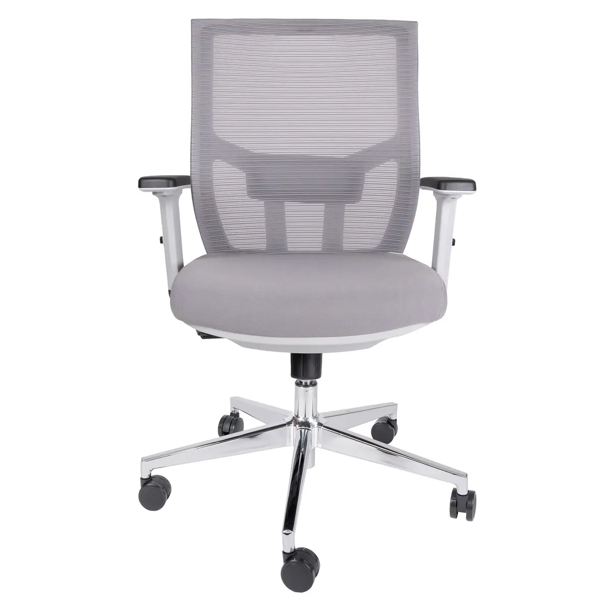 Silla ejecutiva ELVIA GRIS CROMADO con respaldo alto de malla
