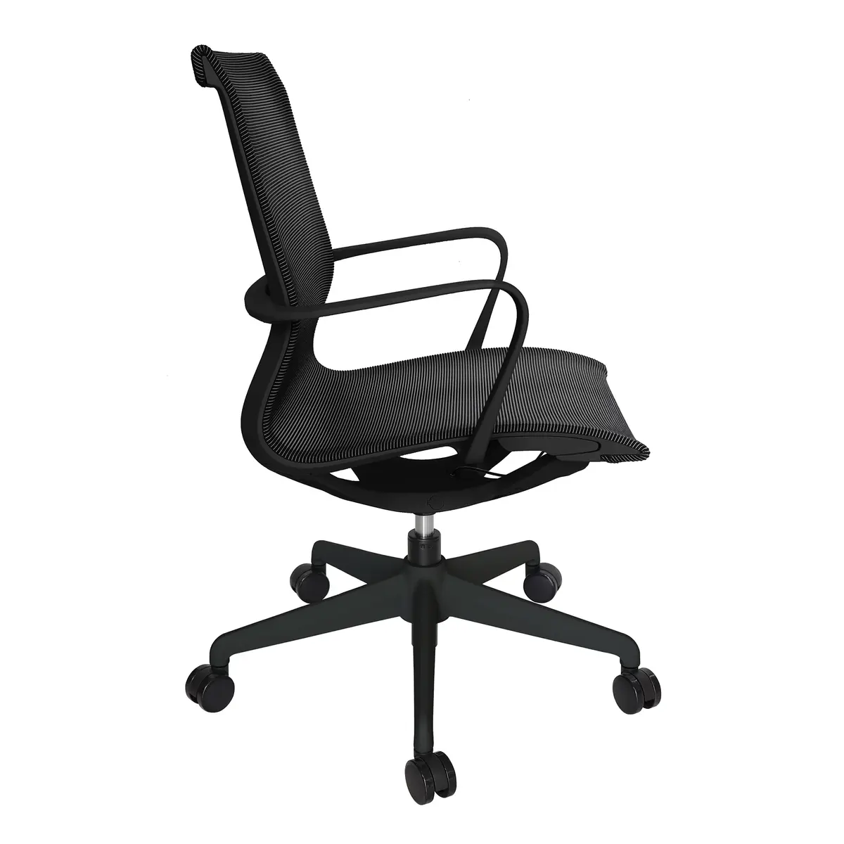 Kendra Negro silla ergonómica de malla vista lateral