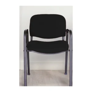 Silla de visita Luma con brazo en tapiz Zenze negro, vista frontal