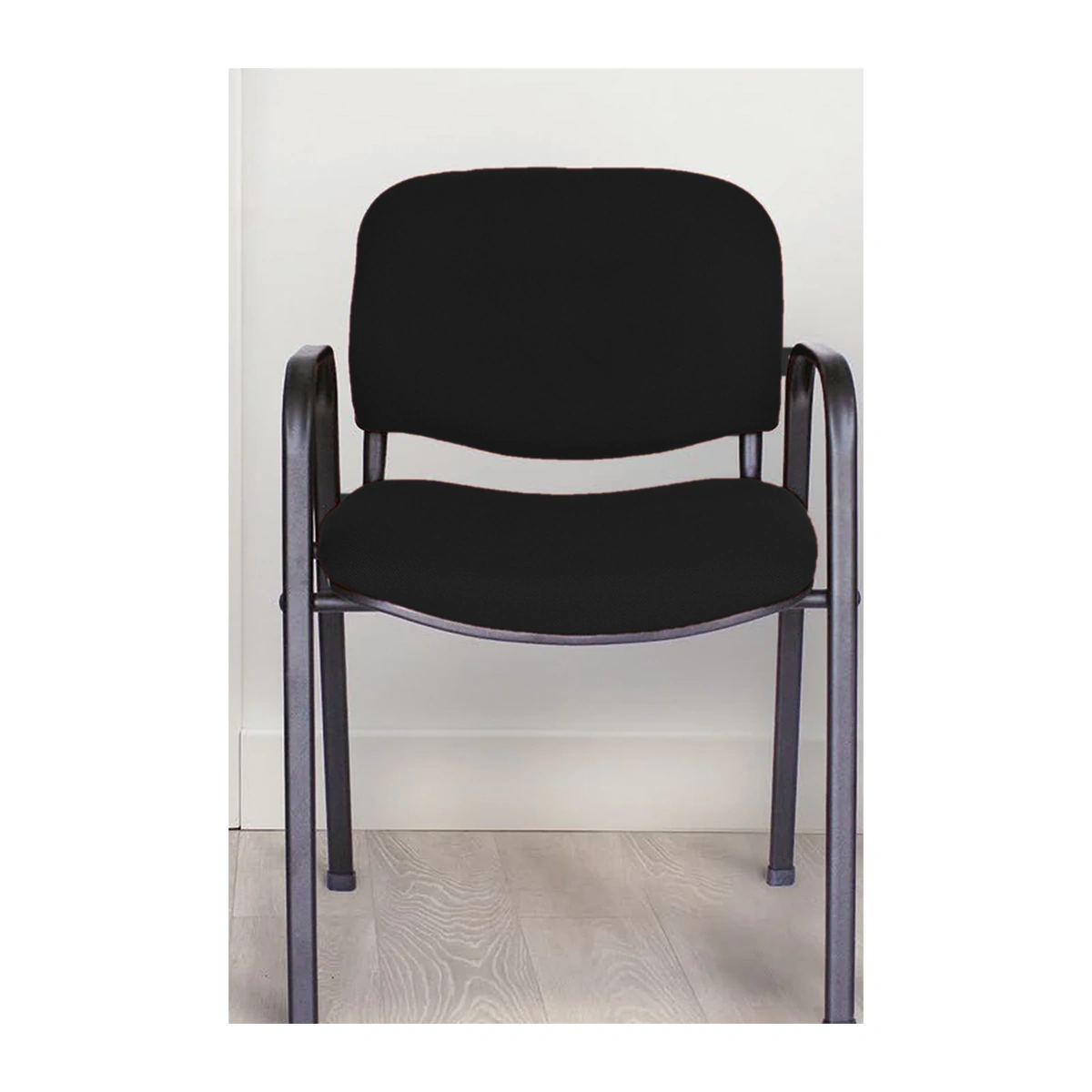 Luma con brazo – tapiz Zenze negro Silla de visita Luma con brazo en tapiz Zenze negro, vista frontal