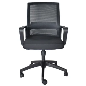 Silla de oficina LUNARA NEGRO con respaldo de malla vista frontal