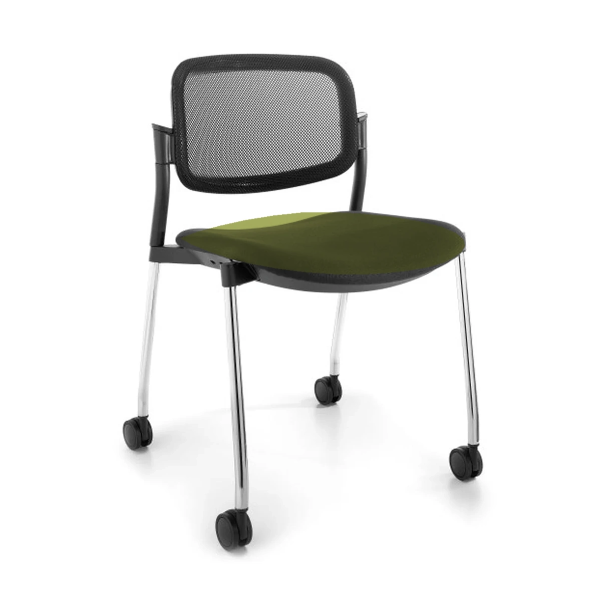 LUNERA CR RUEDAS, silla color aceituna, vista frontal
