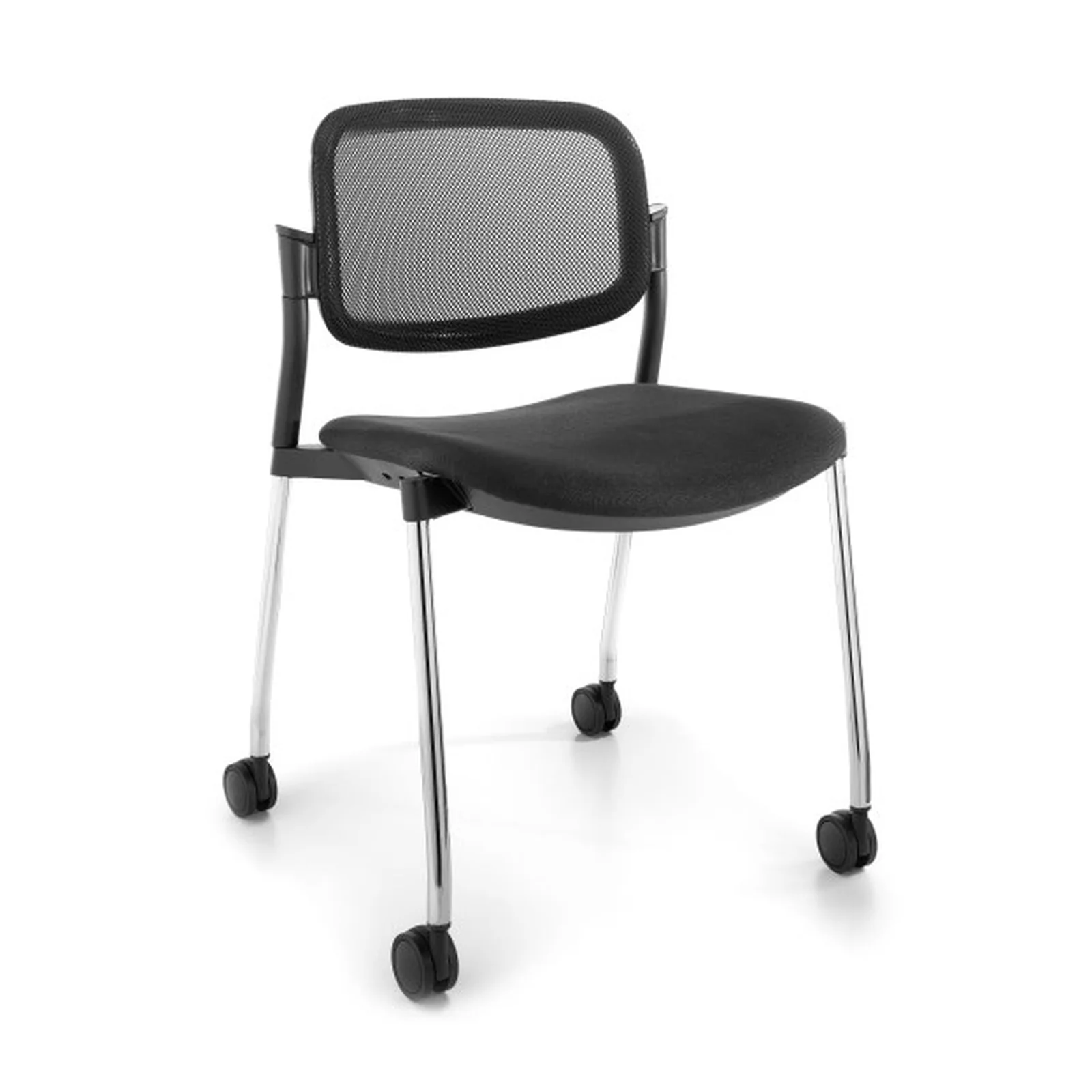 LUNERA CR RUEDAS, silla con respaldo de malla negra, vista frontal