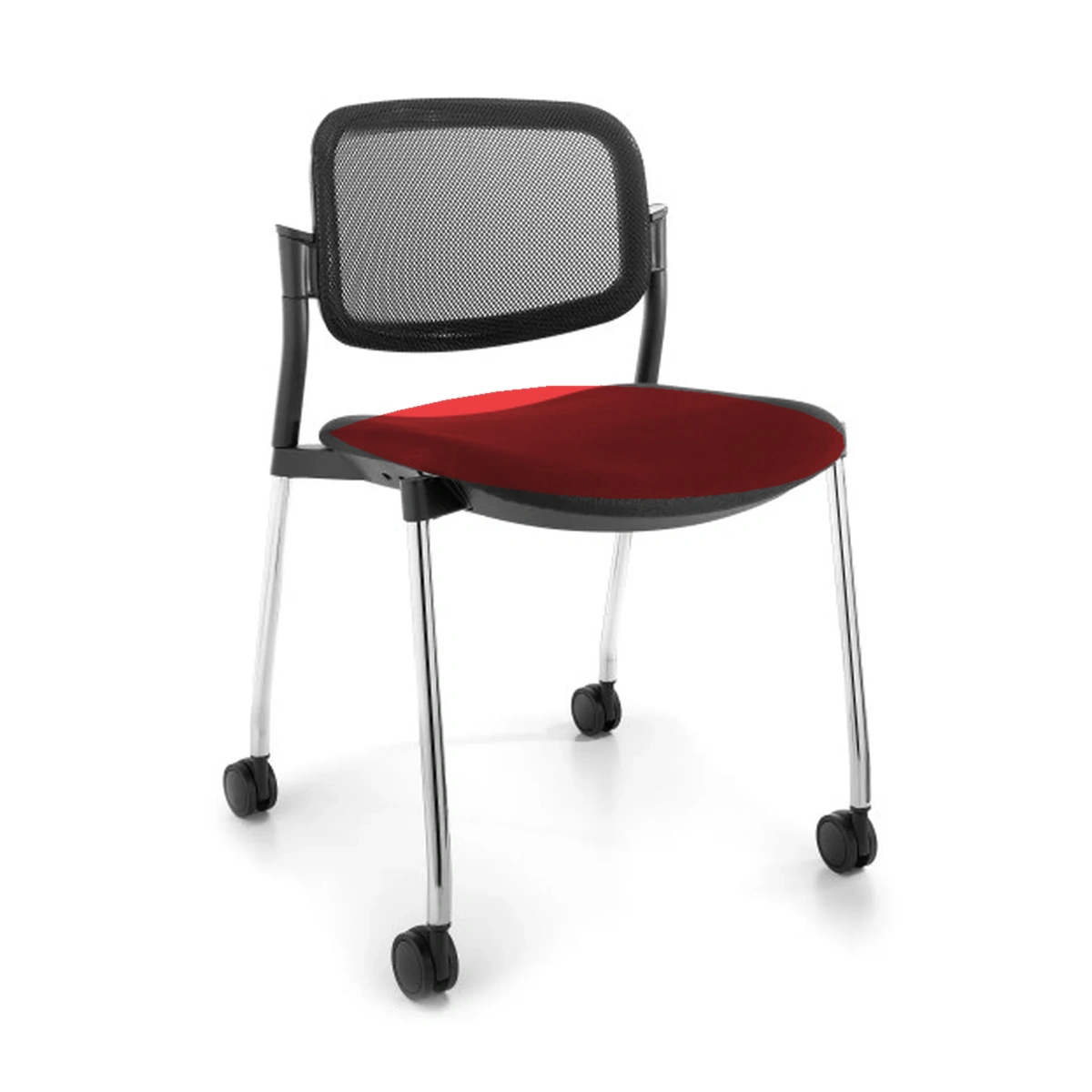 LUNERA CR RUEDAS, silla color rojo, vista frontal