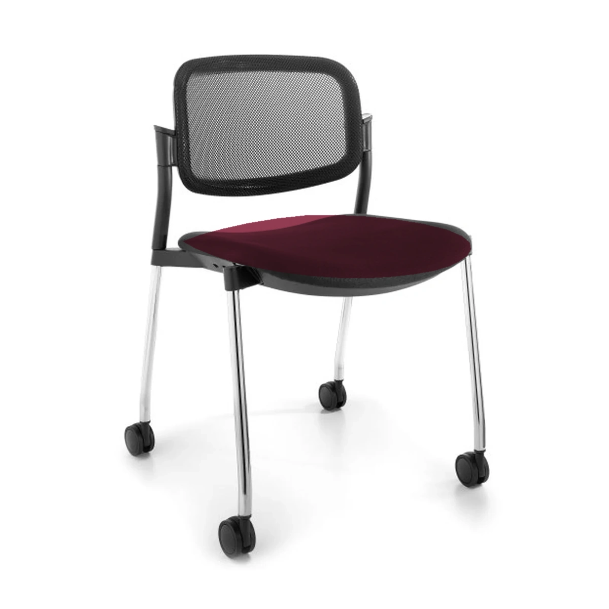 LUNERA CR RUEDAS, silla color vino, vista frontal