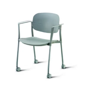 LUNERA RUEDAS, silla de visita con estructura gris, vista frontal