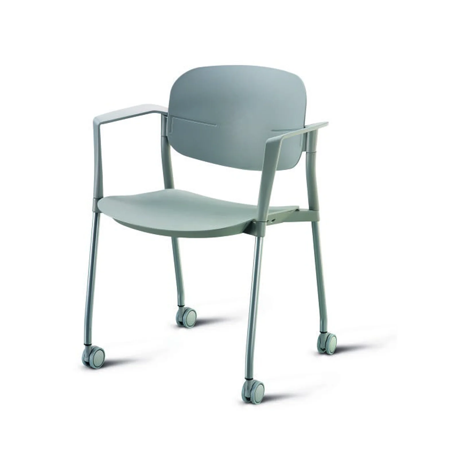 LUNERA RUEDAS, silla de visita con estructura gris, vista frontal