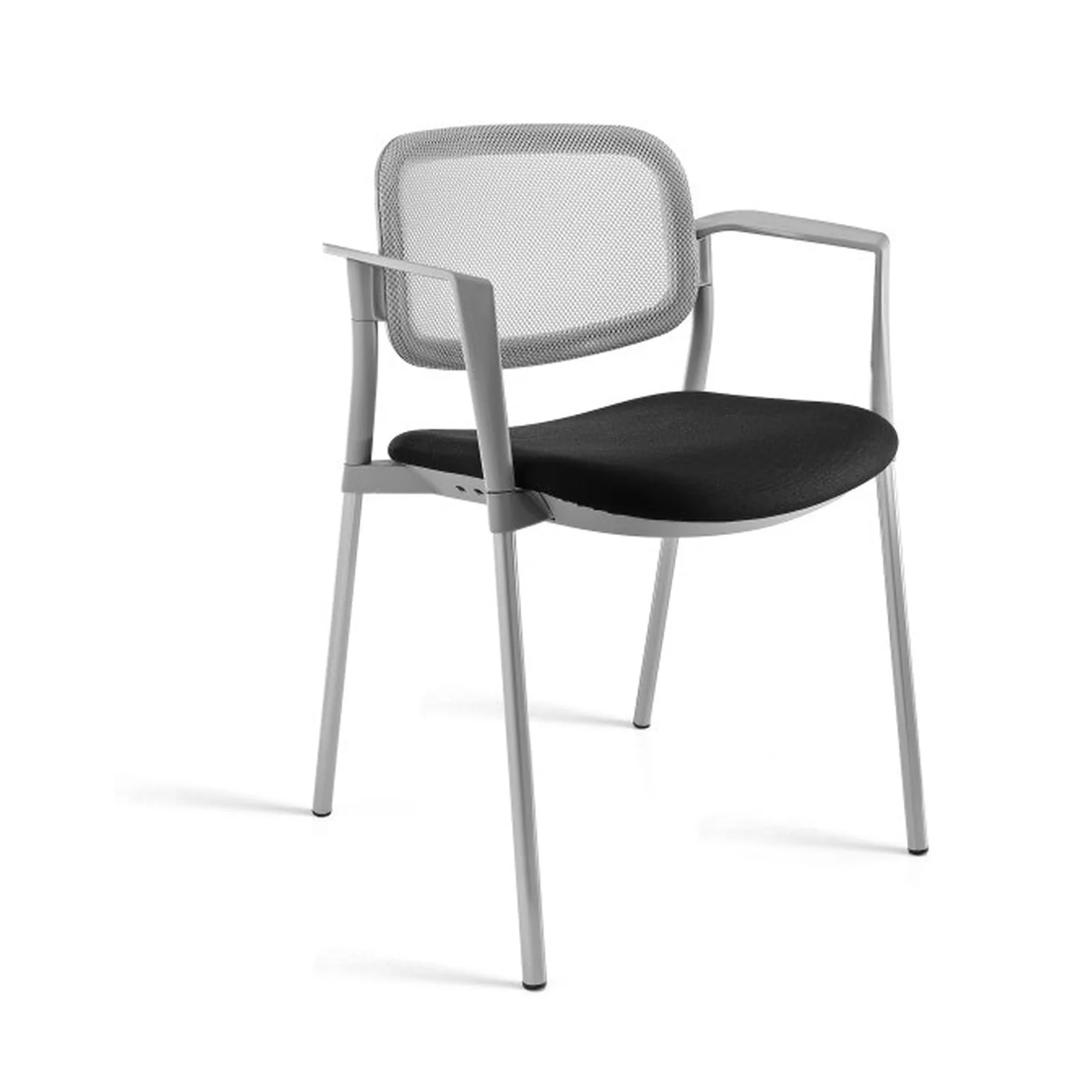 LUNERA VISITA, silla con respaldo de malla gris, vista frontal