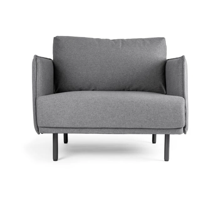Sillón individual MIRIANA CONFORT SOLO en tela gris vista frontal