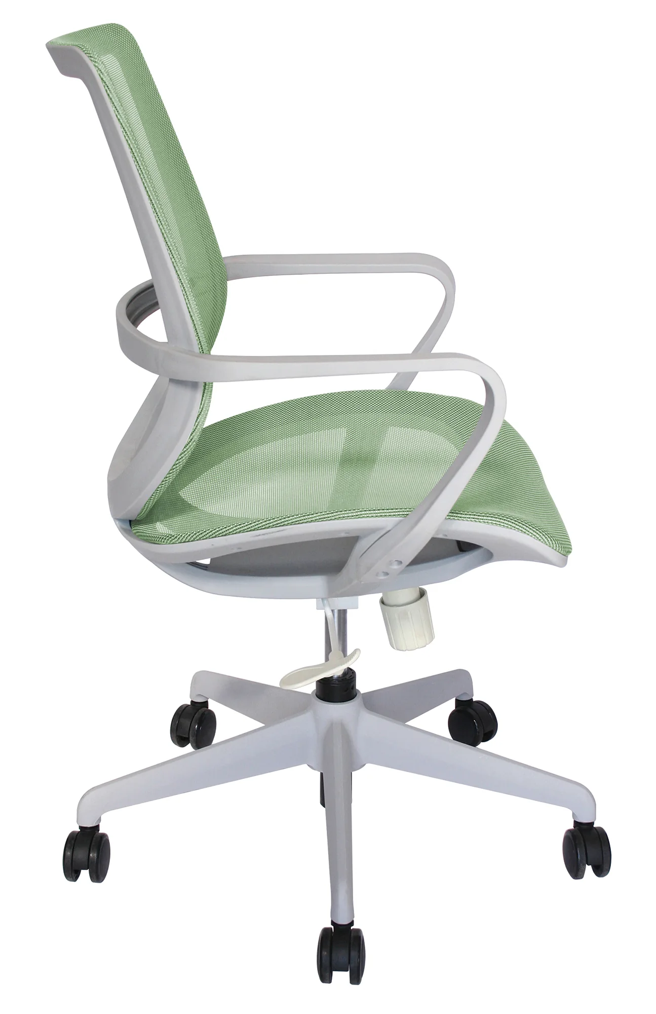 Silla operativa NOAIA GRIS de respaldo alto en vista lateral