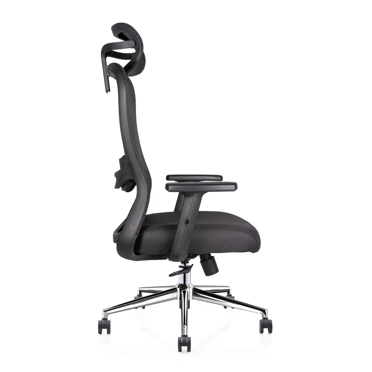 Silla de oficina Norah negro cabecera 10184, vista lateral