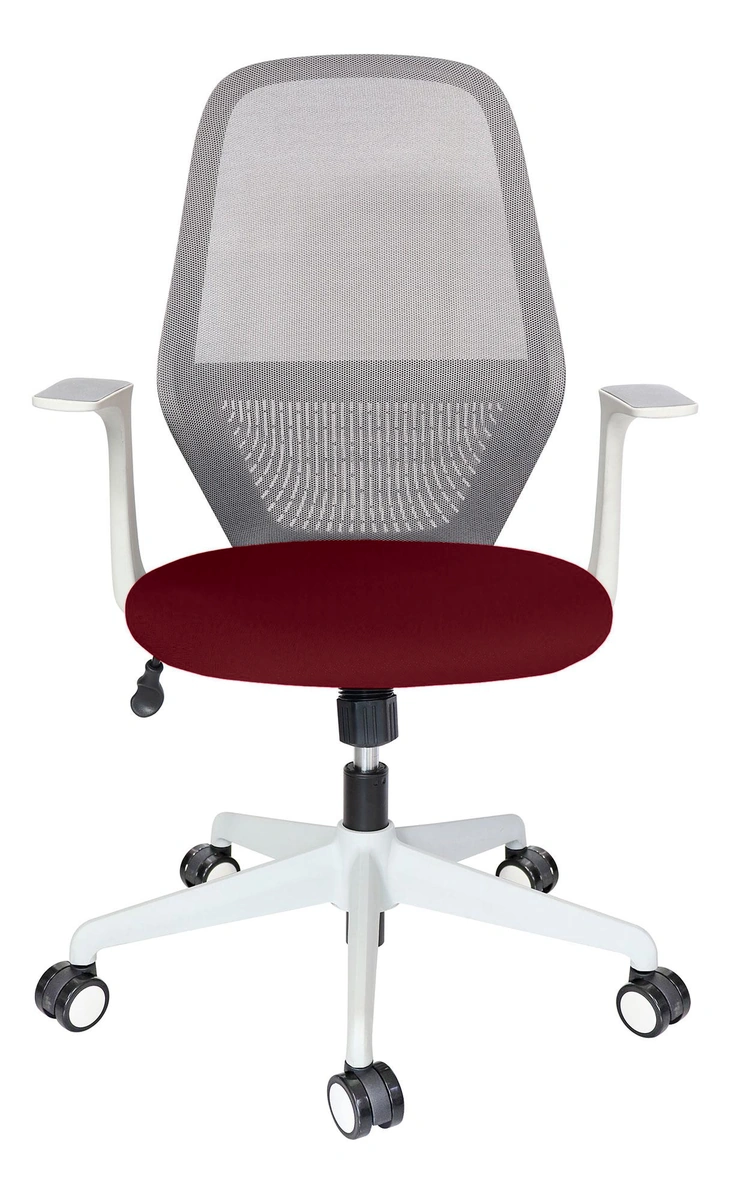 ONIRA GRIS | Vista frontal rojo Silla ONIRA GRIS en vista frontal con tapizado rojo
