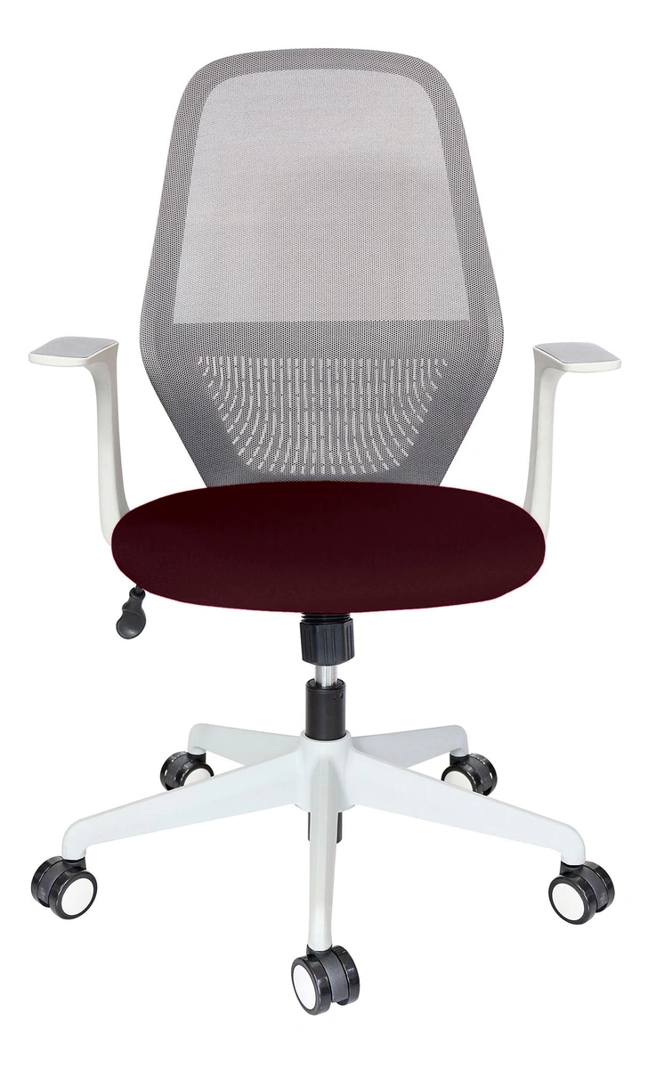 ONIRA GRIS | Vista frontal vino Silla ONIRA GRIS en vista frontal con tapizado vino