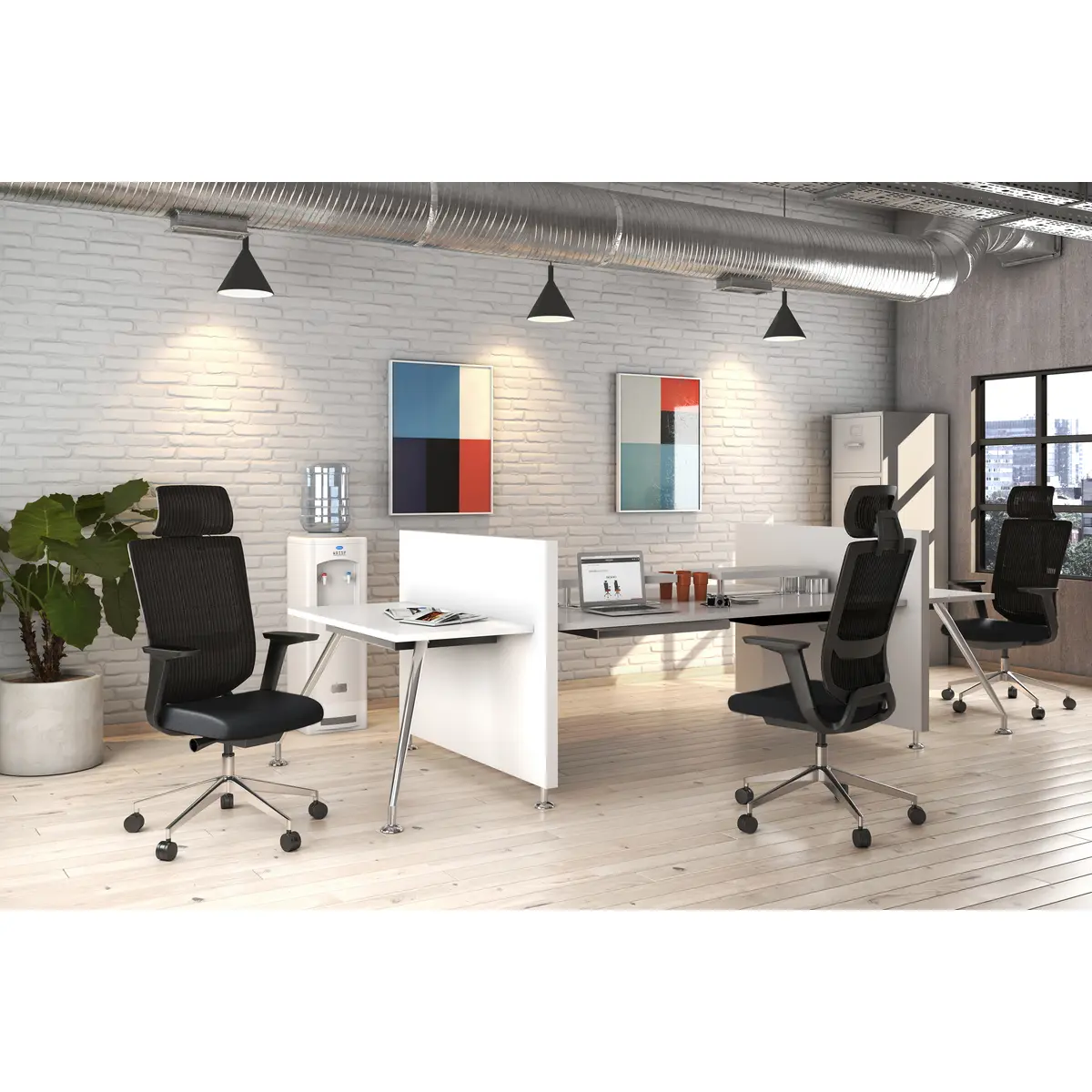 Savia Negro silla ejecutiva ergonómica en oficina