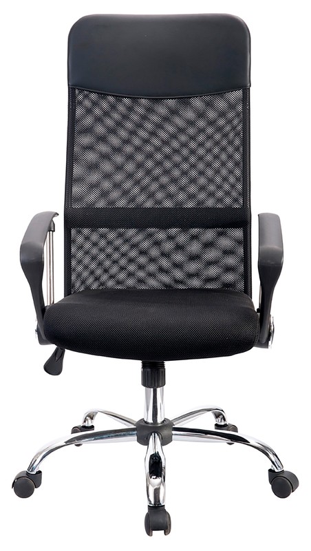 SOLENNA NEGRA silla ejecutiva vista frontal Silla ejecutiva SOLENNA NEGRA con respaldo de malla vista frontal