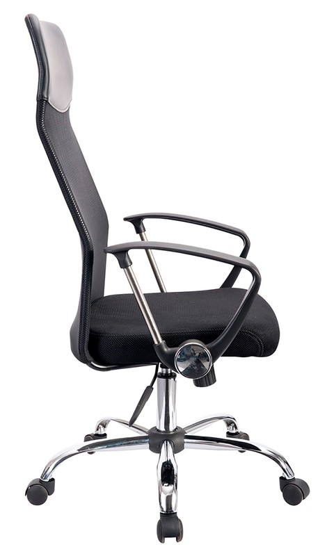 SOLENNA NEGRA silla ejecutiva vista lateral Silla ejecutiva SOLENNA NEGRA con respaldo de malla vista lateral