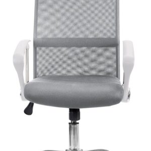 Solenna Blanco silla ejecutiva de malla gris vista frontal
