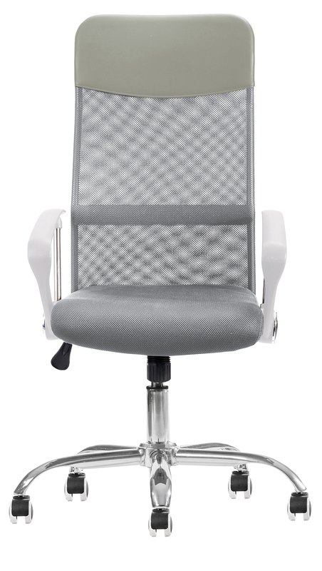 Solenna Blanco silla ejecutiva de malla gris vista frontal