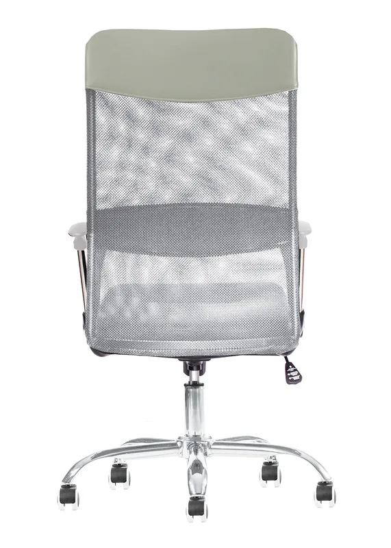 Solenna Blanco silla de malla gris vista trasera