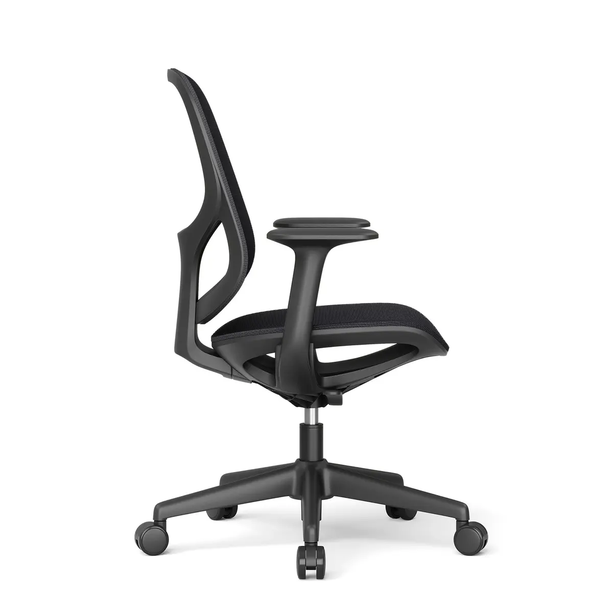 Teria silla operativa ergonómica negra vista lateral