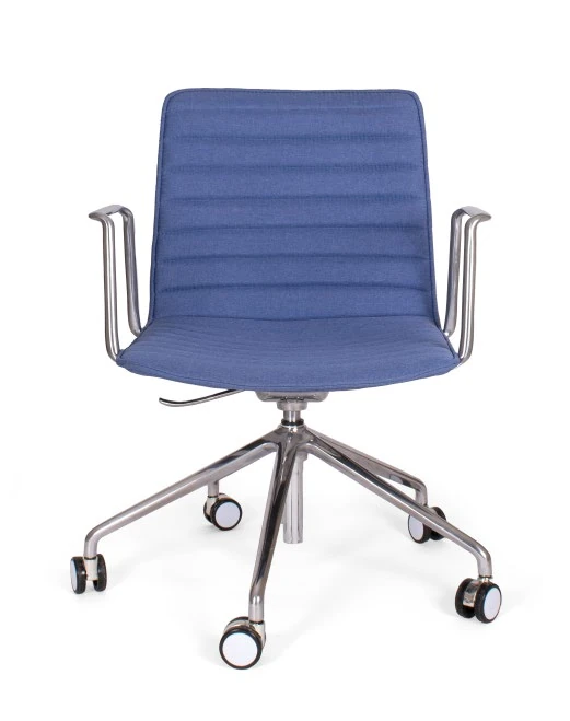 Silla VERENIA ALUMINIO RUEDAS tapizada en tela azul