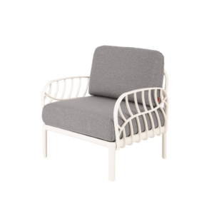 ARMANA INDIVIDUAL, estructura blanca y tapiz gris
