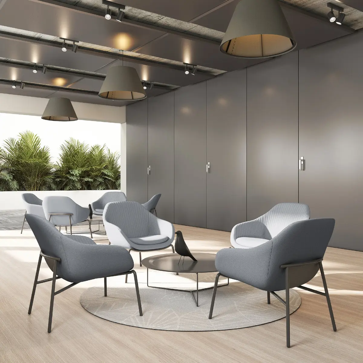 Sillón lounge VICENZA NEGRO VISITA, vista ambientada.