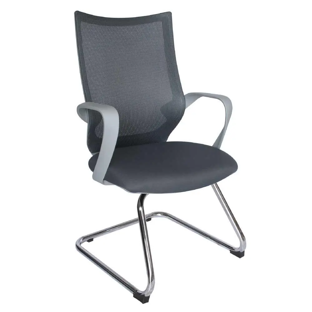 ILANA TRINEO — vista frontal ILANA TRINEO silla visitante con base cromada, vista frontal