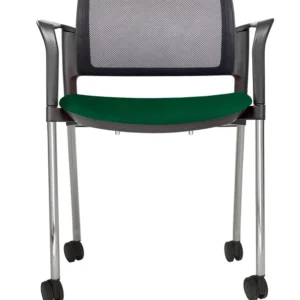 Silla LUMINIA MIXTO RUEDAS con respaldo de malla y rodajas, vista frontal