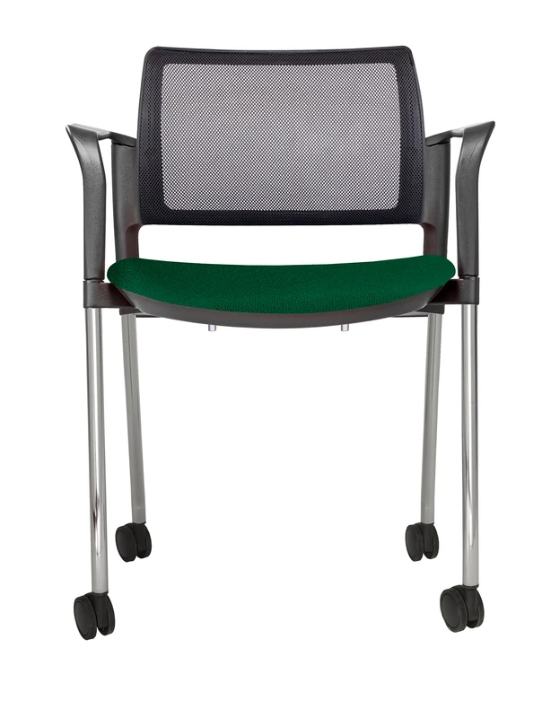 Silla LUMINIA MIXTO RUEDAS con respaldo de malla y rodajas, vista frontal