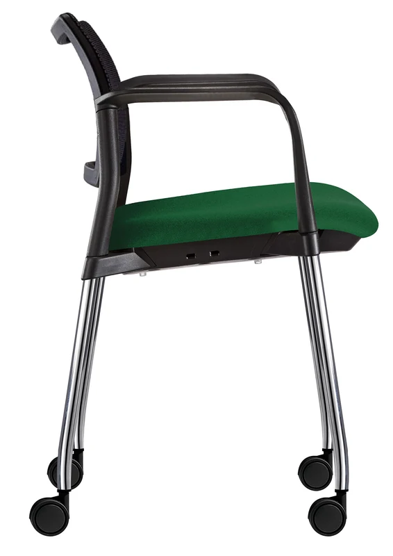 Silla LUMINIA MIXTO RUEDAS con respaldo de malla y rodajas, vista lateral