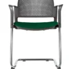 Silla LUMINIA MIXTO TRINEO con asiento tapizado y brazos, vista frontal