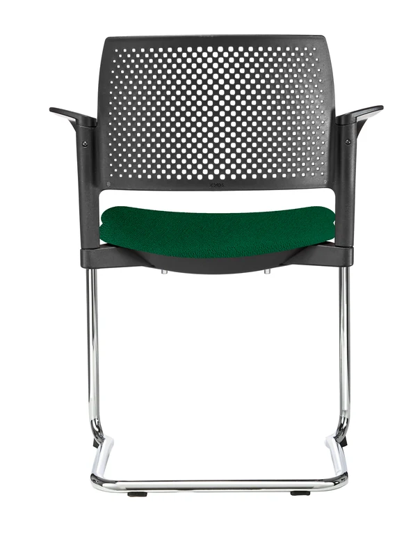 Silla LUMINIA MIXTO TRINEO con asiento tapizado y brazos, vista posterior