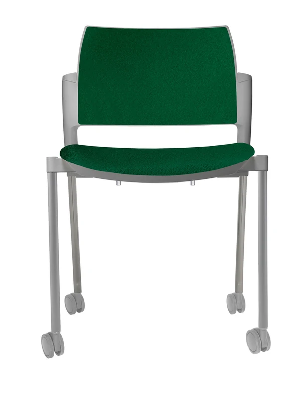 Silla LUMINIA RUEDAS tapizada con rodajas, vista frontal