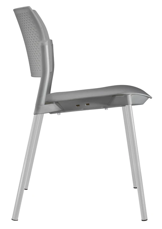Silla LUMINIA de visita apilable de polipropileno gris, vista lateral